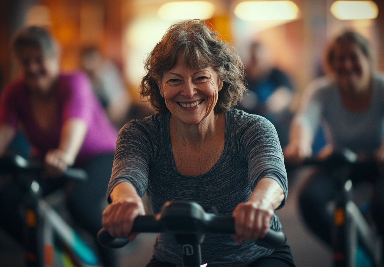 Активна людина старшого віку в позі балансу